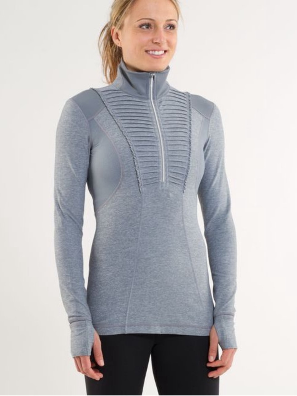 Lululemon Run Your Heart Ruffle Quarter Zip Up Pullover Top